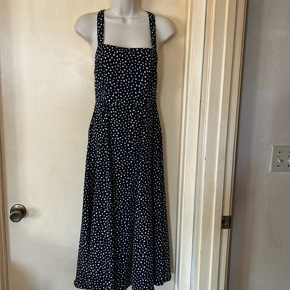 Kimchi Blue navy and white polka dot apron dress size 0